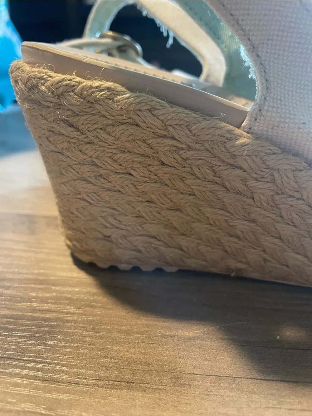 Crocs A-Leigh espadrille linen criss cross strap wedge ankle buckle sandals W8